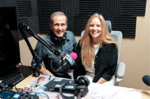 Steve Mallett and Michelle Lewis in their podcast studio